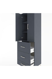 Hyperion Dolap 3 Raflı 3 Çekmeceli 2 Kapaklı 60x44x195 Antrasit-Antrasit