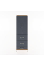 Hyperion Dolap 3 Raflı 3 Çekmeceli 2 Kapaklı 60x44x195 Çam-Antrasit