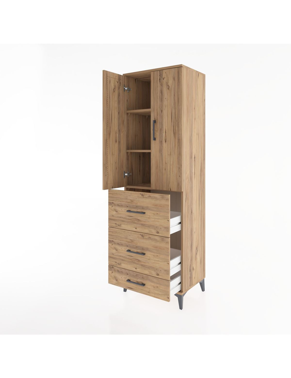 Hyperion Dolap 3 Raflı 3 Çekmeceli 2 Kapaklı 60x44x195 - S59M057V9B