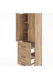 Hyperion Dolap 3 Raflı 3 Çekmeceli 2 Kapaklı 60x44x195 Çam-Çam