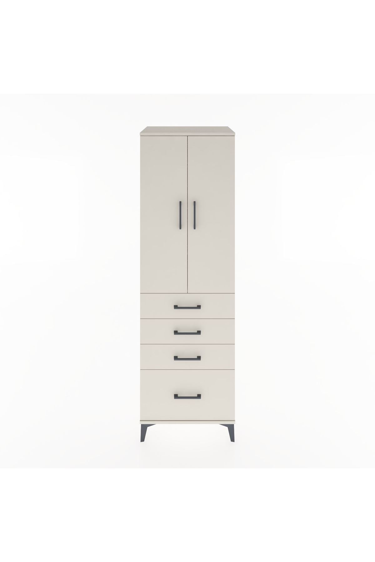 Hyperion Dolap Tek Raflı 4 Çekmeceli Tek Askılı 60x44x195 Aytaşı-Aytaşı