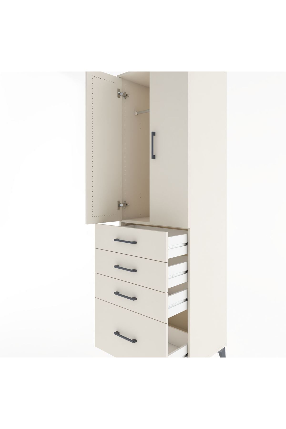 Hyperion Dolap Tek Raflı 4 Çekmeceli Tek Askılı 60x44x195 Aytaşı-Aytaşı