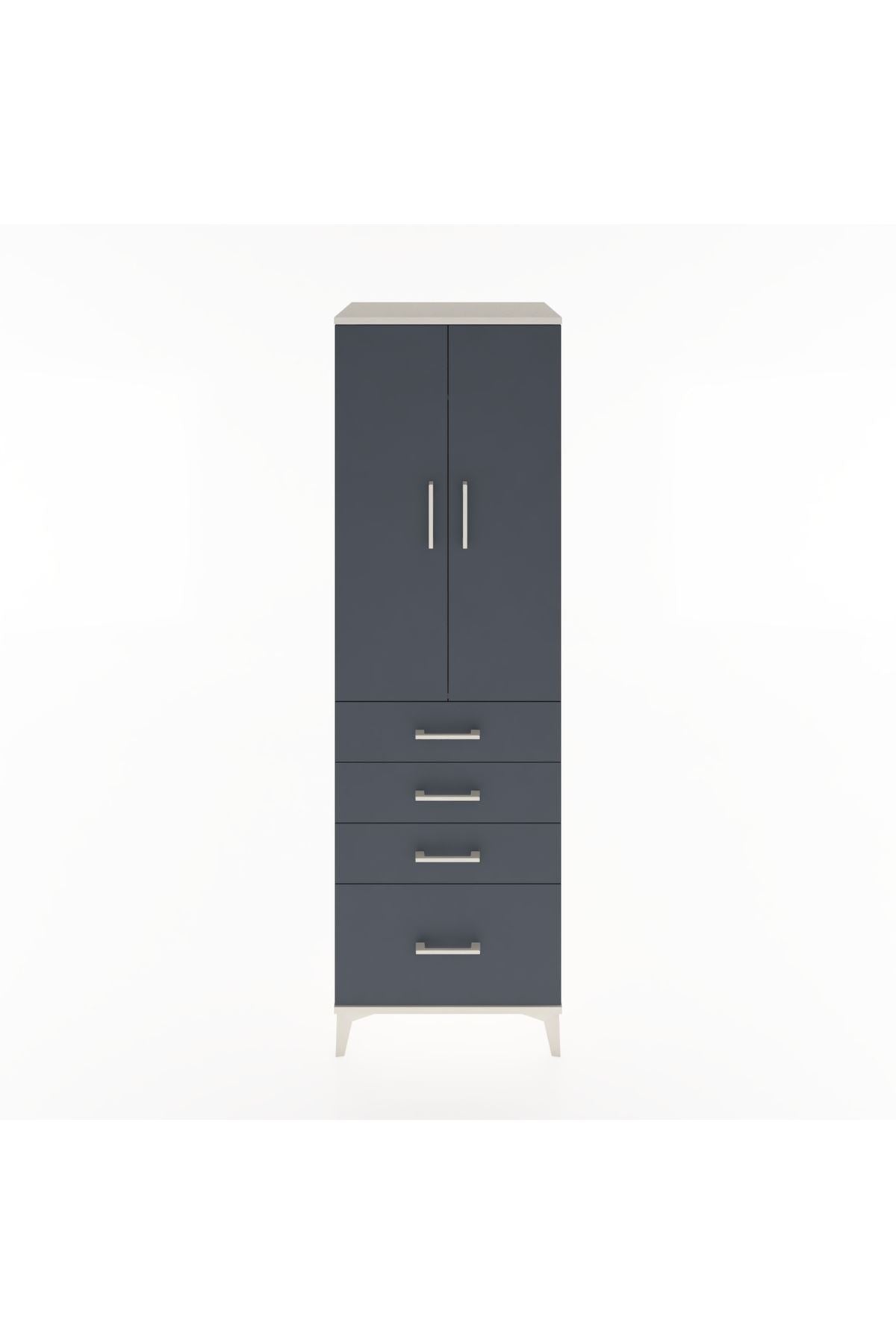 Hyperion Dolap Tek Raflı 4 Çekmeceli Tek Askılı 60x44x195 Aytaşı-Antrasit