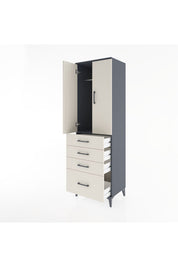 Hyperion Dolap Tek Raflı 4 Çekmeceli Tek Askılı 60x44x195 Antrasit-Aytaşı
