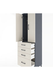 Hyperion Dolap Tek Raflı 4 Çekmeceli Tek Askılı 60x44x195 Antrasit-Aytaşı