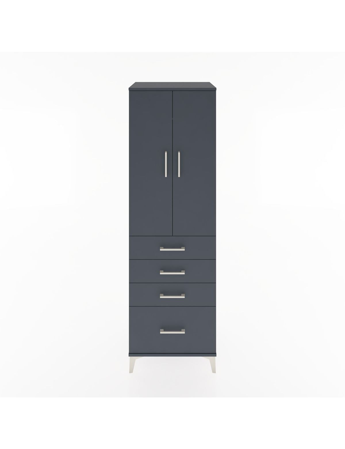 Hyperion Dolap Tek Raflı 4 Çekmeceli Tek Askılı 60x44x195 Antrasit-Antrasit