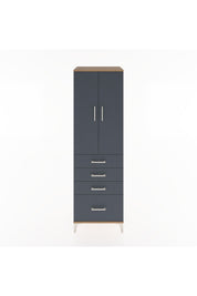 Hyperion Dolap Tek Raflı 4 Çekmeceli Tek Askılı 60x44x195 Çam-Antrasit