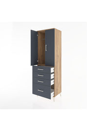 Hyperion Dolap Tek Raflı 4 Çekmeceli Tek Askılı 60x44x195 Çam-Antrasit