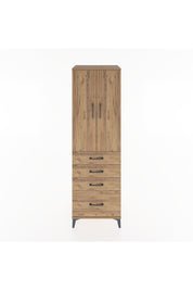 Hyperion Dolap Tek Raflı 4 Çekmeceli Tek Askılı 60x44x195 Çam-Çam
