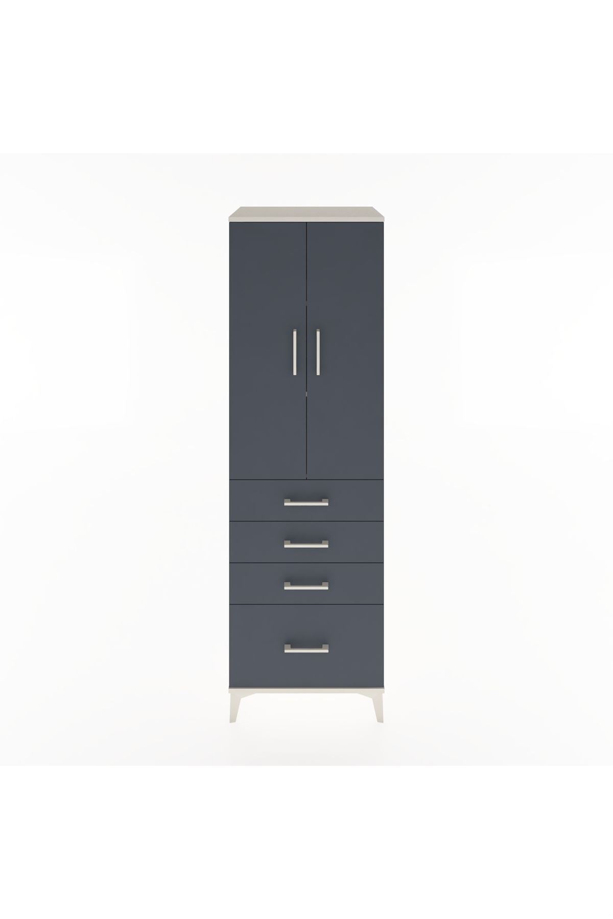 Hyperion Dolap 3 Raflı 4 Çekmeceli 2 Kapaklı 60x44x195 Aytaşı-Antrasit