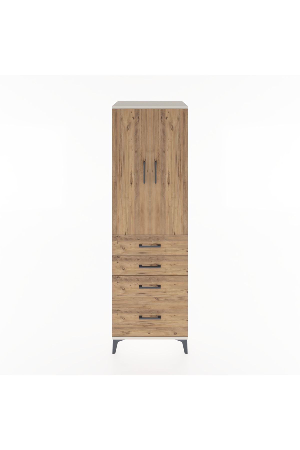 Hyperion Dolap 3 Raflı 4 Çekmeceli 2 Kapaklı 60x44x195 Aytaşı-Çam