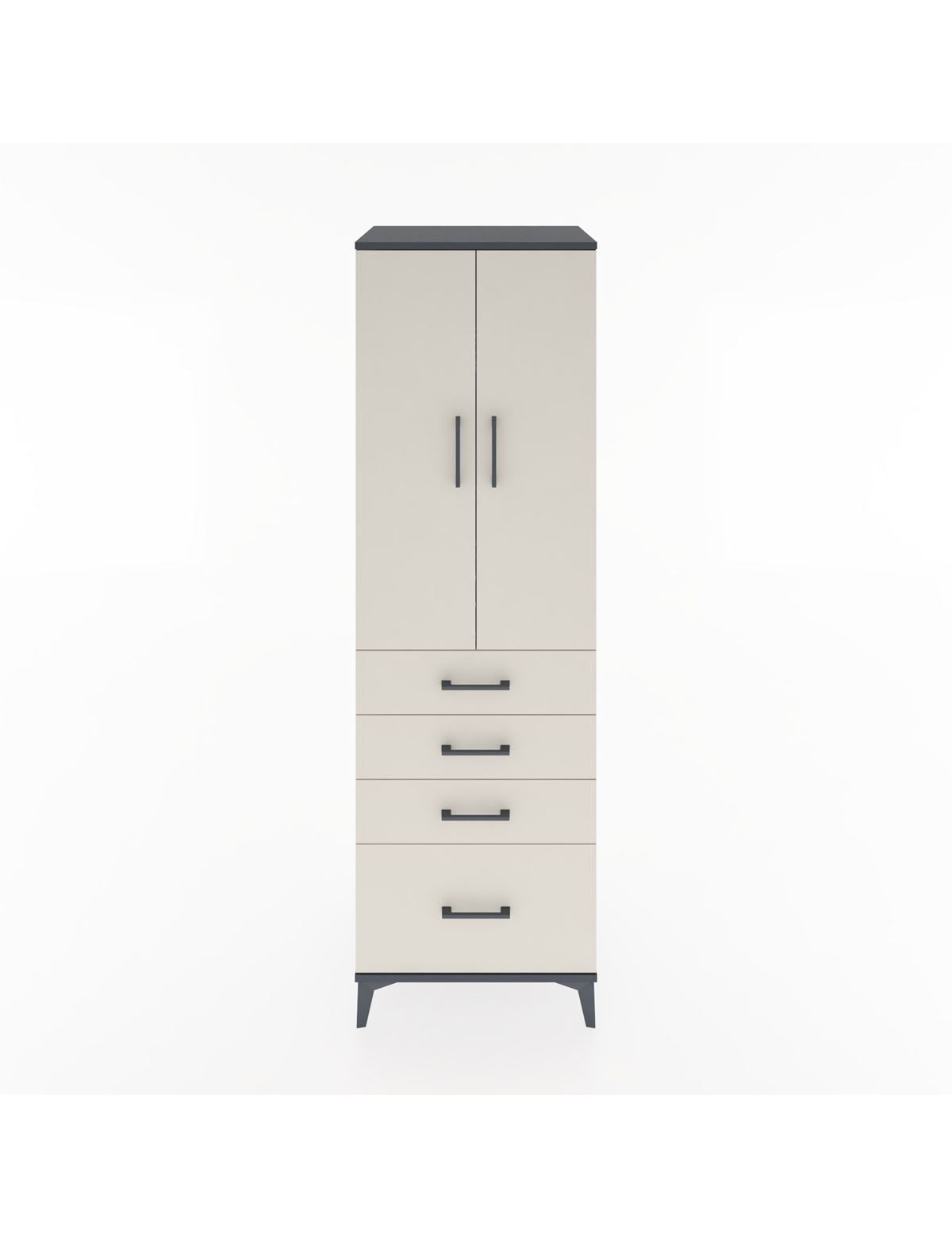 Hyperion Dolap 3 Raflı 4 Çekmeceli 2 Kapaklı 60x44x195 Antrasit-Aytaşı