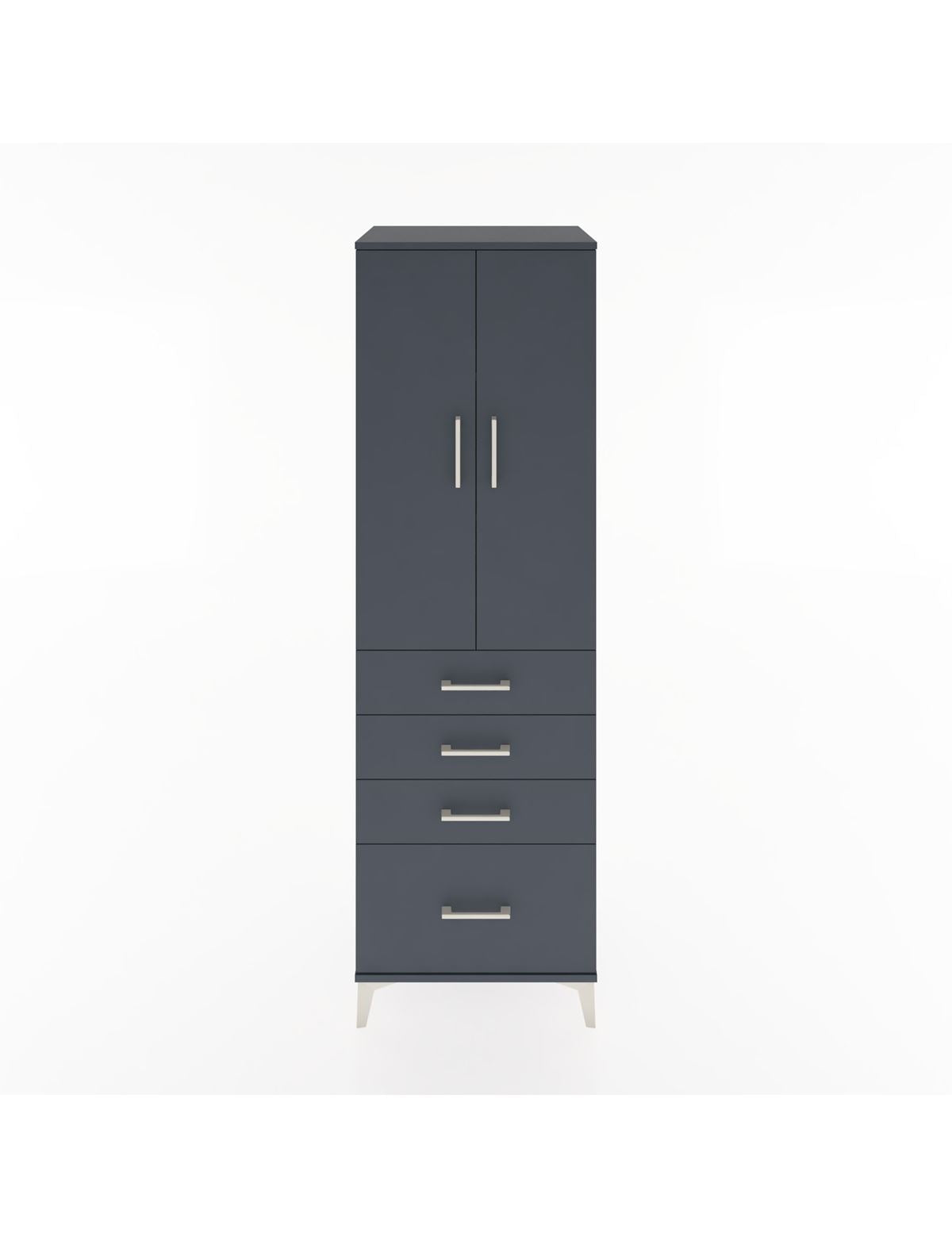 Hyperion Dolap 3 Raflı 4 Çekmeceli 2 Kapaklı 60x44x195 Antrasit-Antrasit