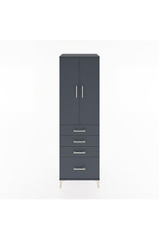 Hyperion Dolap 3 Raflı 4 Çekmeceli 2 Kapaklı 60x44x195 Antrasit-Antrasit