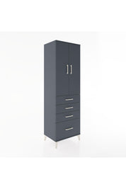 Hyperion Dolap 3 Raflı 4 Çekmeceli 2 Kapaklı 60x44x195 Antrasit-Antrasit