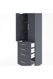 Hyperion Dolap 3 Raflı 4 Çekmeceli 2 Kapaklı 60x44x195 Antrasit-Antrasit