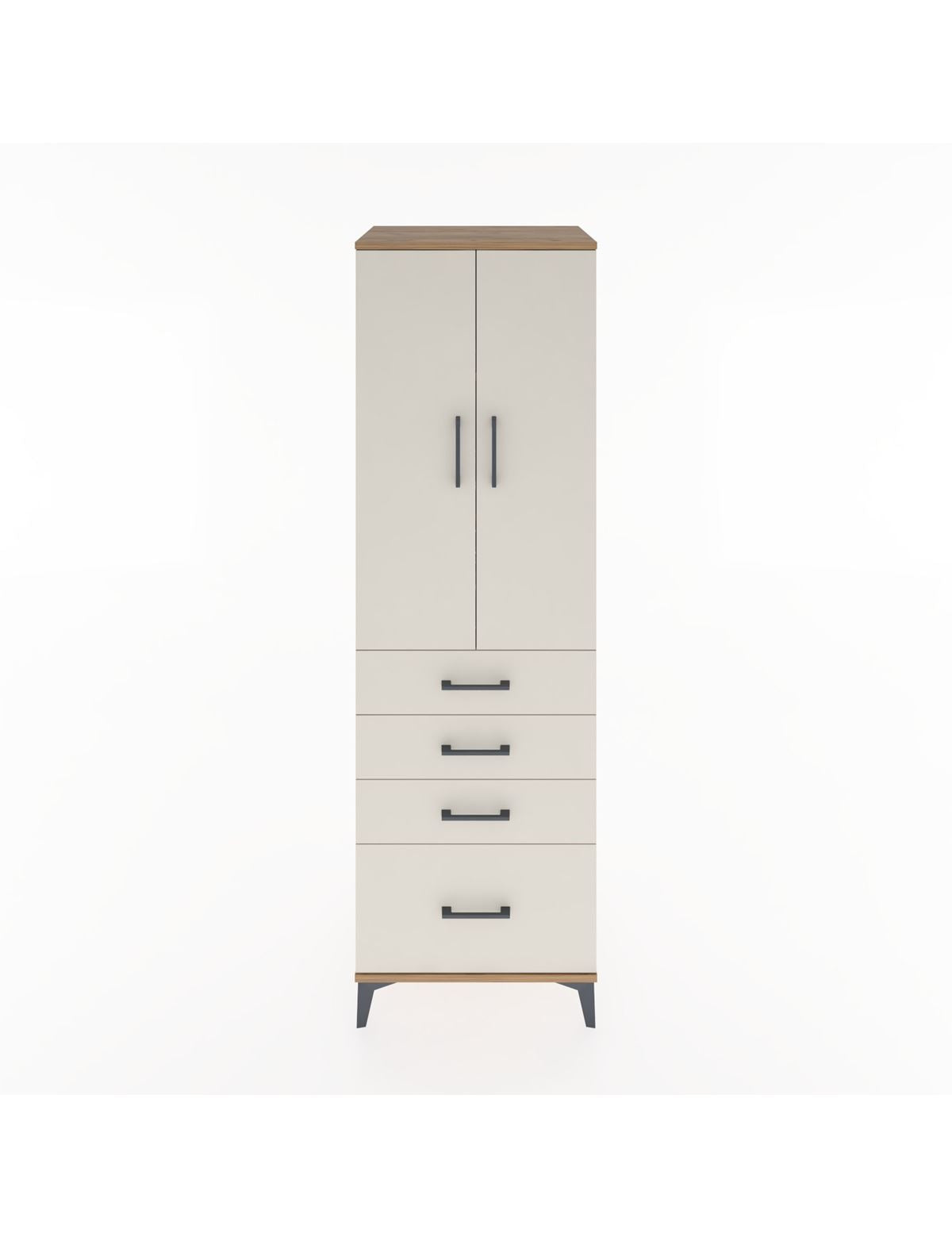 Hyperion Dolap 3 Raflı 4 Çekmeceli 2 Kapaklı 60x44x195 Çam-Aytaşı