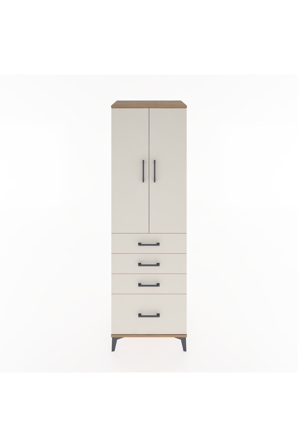 Hyperion Dolap 3 Raflı 4 Çekmeceli 2 Kapaklı 60x44x195 Çam-Aytaşı