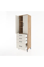 Hyperion Dolap 3 Raflı 4 Çekmeceli 2 Kapaklı 60x44x195 Çam-Aytaşı