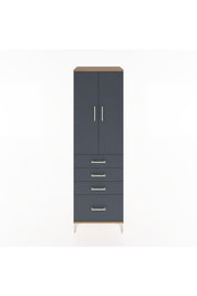 Hyperion Dolap 3 Raflı 4 Çekmeceli 2 Kapaklı 60x44x195 Çam-Antrasit