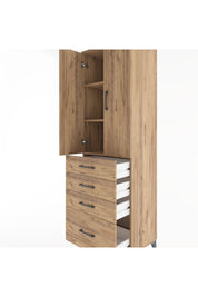 Hyperion Dolap 3 Raflı 4 Çekmeceli 2 Kapaklı 60x44x195 Çam-Çam