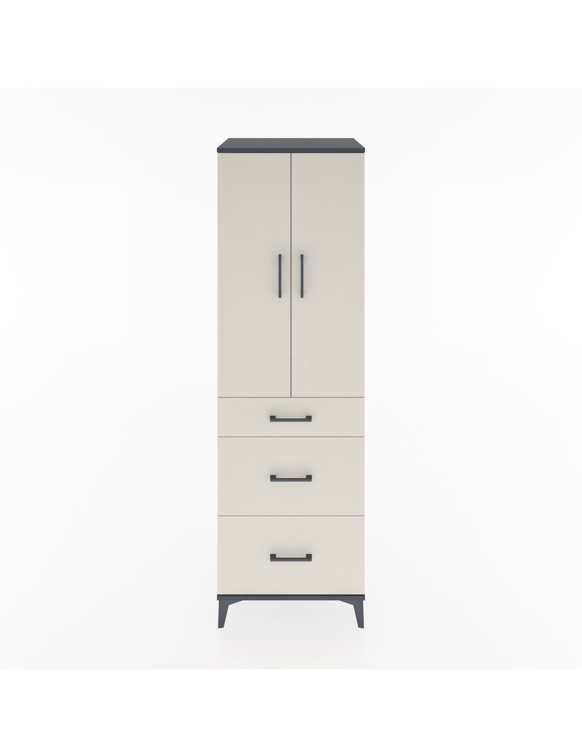 Hyperion Dolap Tek Raflı 3 Çekmeceli Tek Askılı 60x44x195 Antrasit-Aytaşı