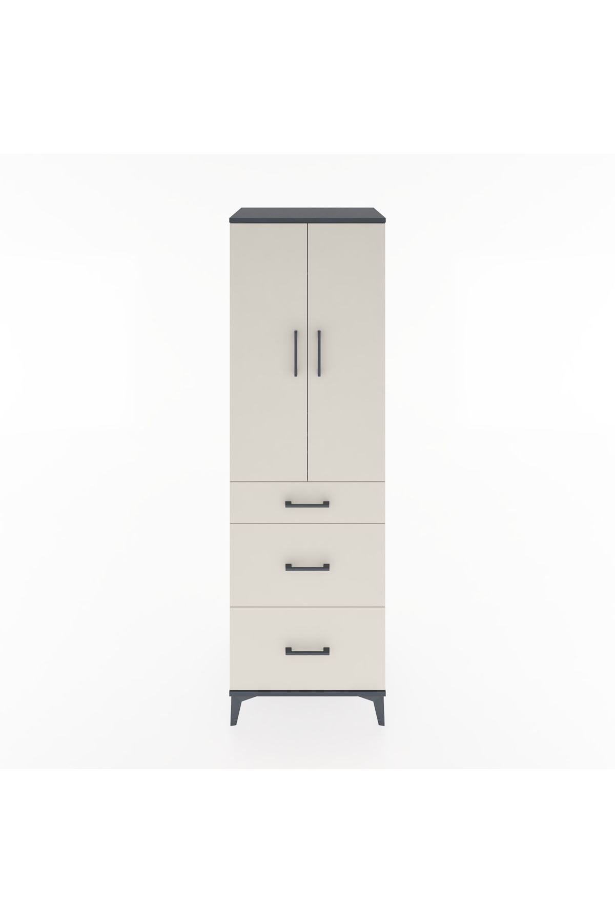 Hyperion Dolap Tek Raflı 3 Çekmeceli Tek Askılı 60x44x195 Antrasit-Aytaşı