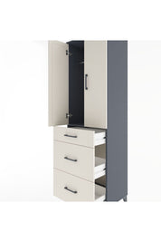 Hyperion Dolap Tek Raflı 3 Çekmeceli Tek Askılı 60x44x195 Antrasit-Aytaşı