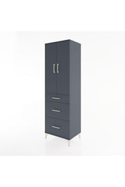 Hyperion Dolap Tek Raflı 3 Çekmeceli Tek Askılı 60x44x195 Antrasit-Antrasit