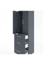 Hyperion Dolap Tek Raflı 3 Çekmeceli Tek Askılı 60x44x195 Antrasit-Antrasit