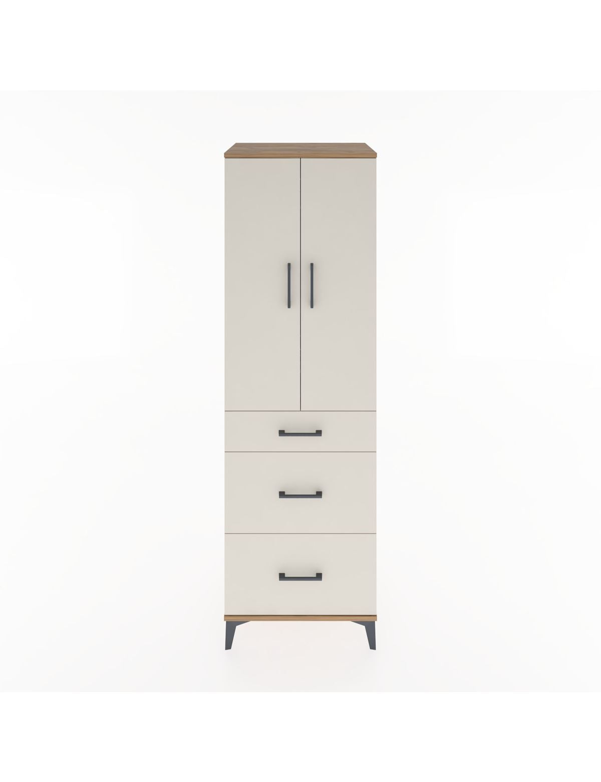 Hyperion Dolap Tek Raflı 3 Çekmeceli Tek Askılı 60x44x195 Çam-Aytaşı