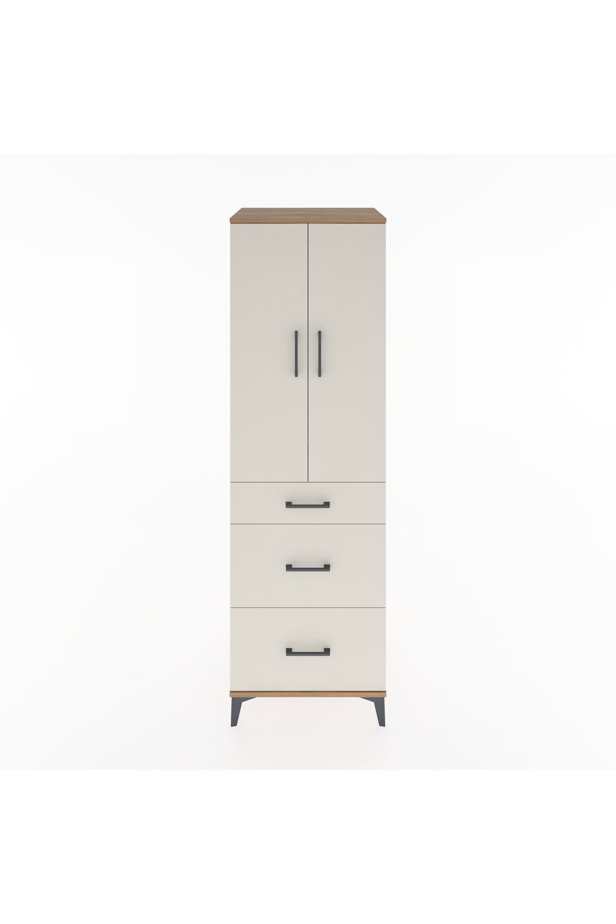 Hyperion Dolap Tek Raflı 3 Çekmeceli Tek Askılı 60x44x195 Çam-Aytaşı