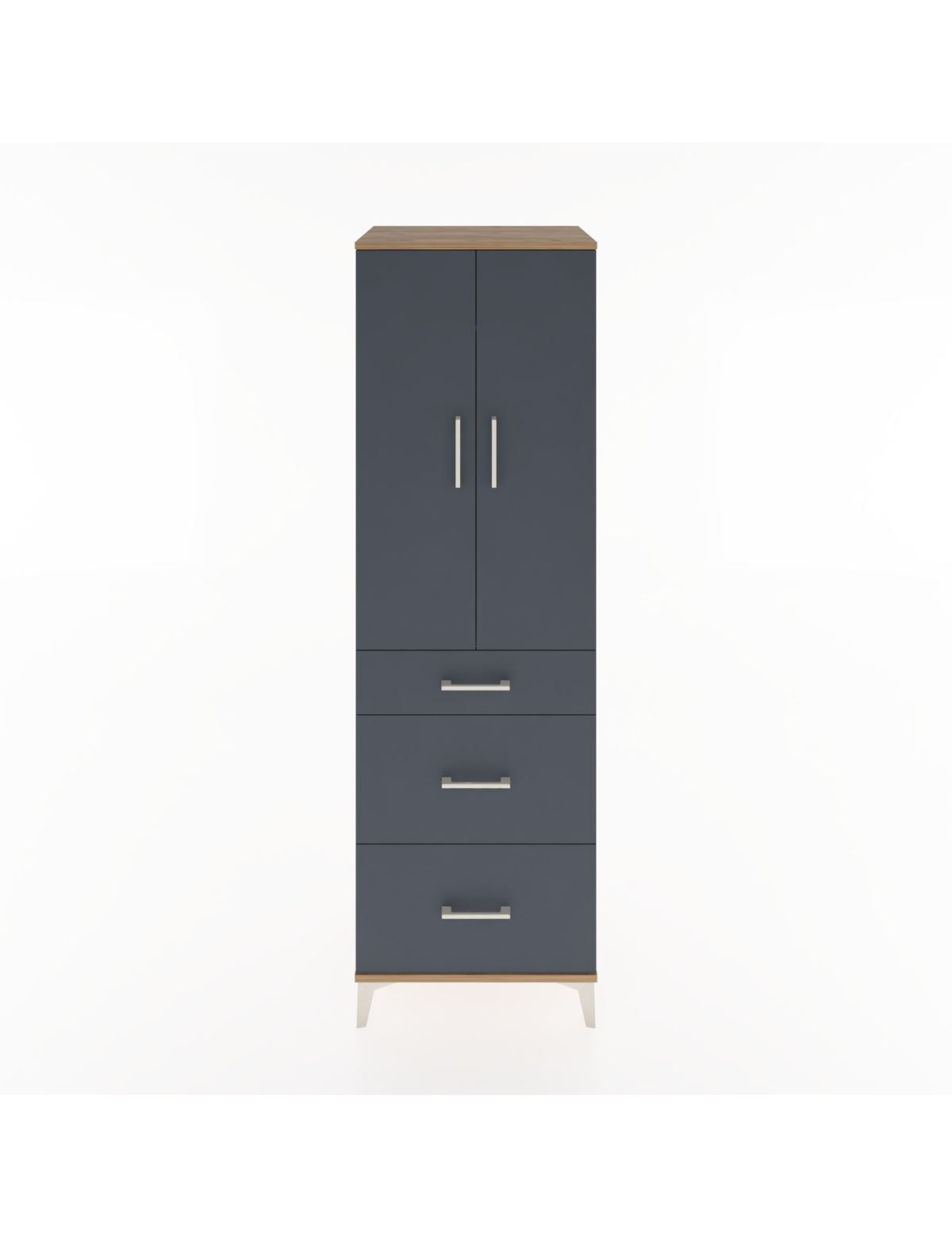 Hyperion Dolap Tek Raflı 3 Çekmeceli Tek Askılı 60x44x195 Çam-Antrasit