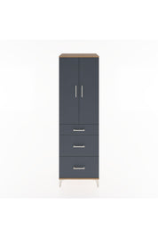 Hyperion Dolap Tek Raflı 3 Çekmeceli Tek Askılı 60x44x195 Çam-Antrasit
