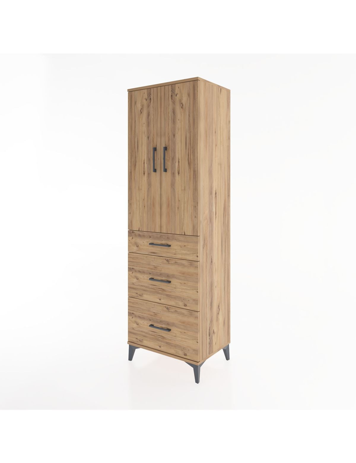 Hyperion Dolap Tek Raflı 3 Çekmeceli Tek Askılı 60x44x195 - S59M060V9B