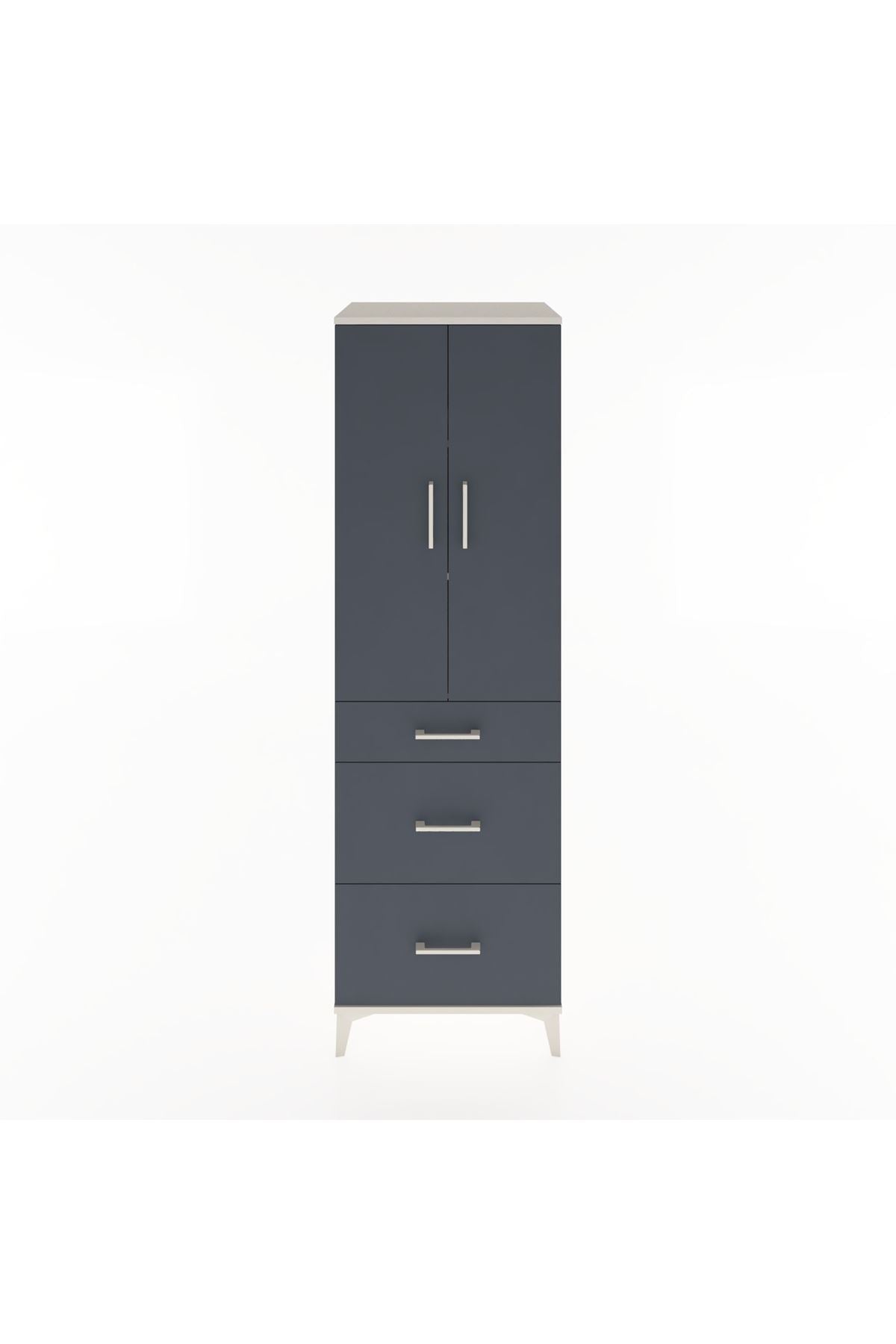 Hyperion Dolap 3 Raflı 3 Çekmeceli 2 Kapaklı 60x44x195 Aytaşı-Antrasit
