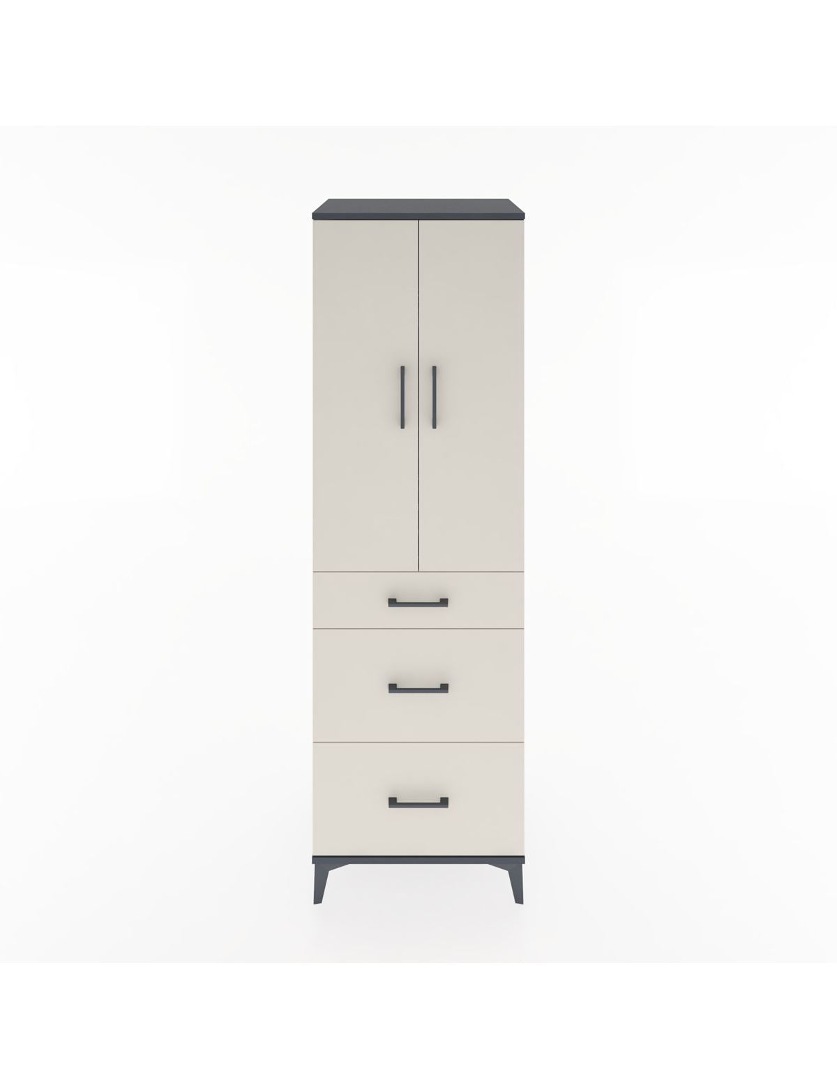 Hyperion Dolap 3 Raflı 3 Çekmeceli 2 Kapaklı 60x44x195 Antrasit-Aytaşı