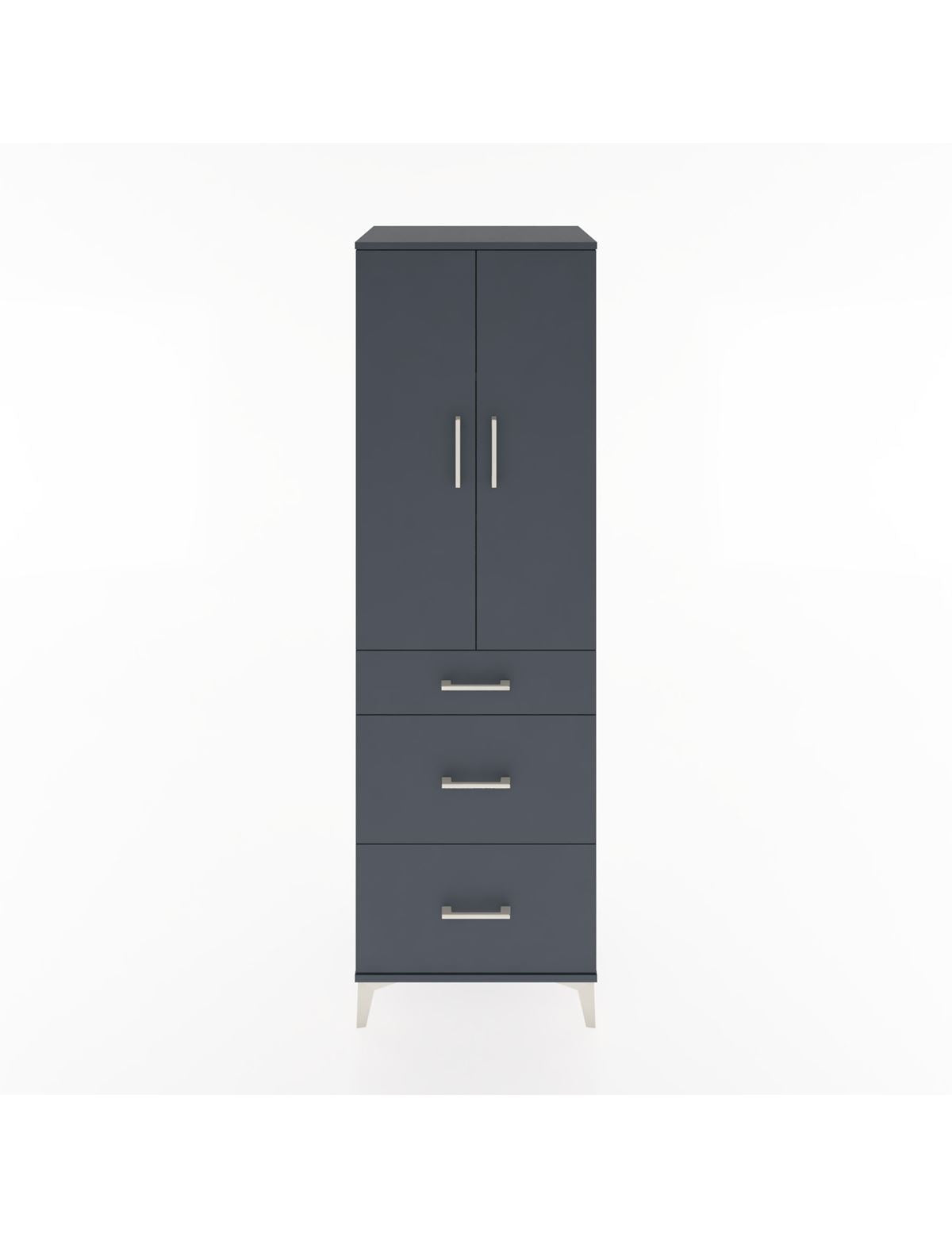 Hyperion Dolap 3 Raflı 3 Çekmeceli 2 Kapaklı 60x44x195 Antrasit-Antrasit