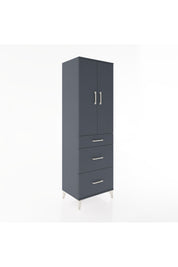 Hyperion Dolap 3 Raflı 3 Çekmeceli 2 Kapaklı 60x44x195 Antrasit-Antrasit