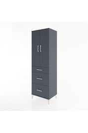 Hyperion Dolap 3 Raflı 3 Çekmeceli 2 Kapaklı 60x44x195 Antrasit-Antrasit