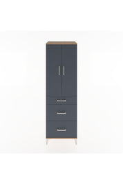 Hyperion Dolap 3 Raflı 3 Çekmeceli 2 Kapaklı 60x44x195 Çam-Antrasit