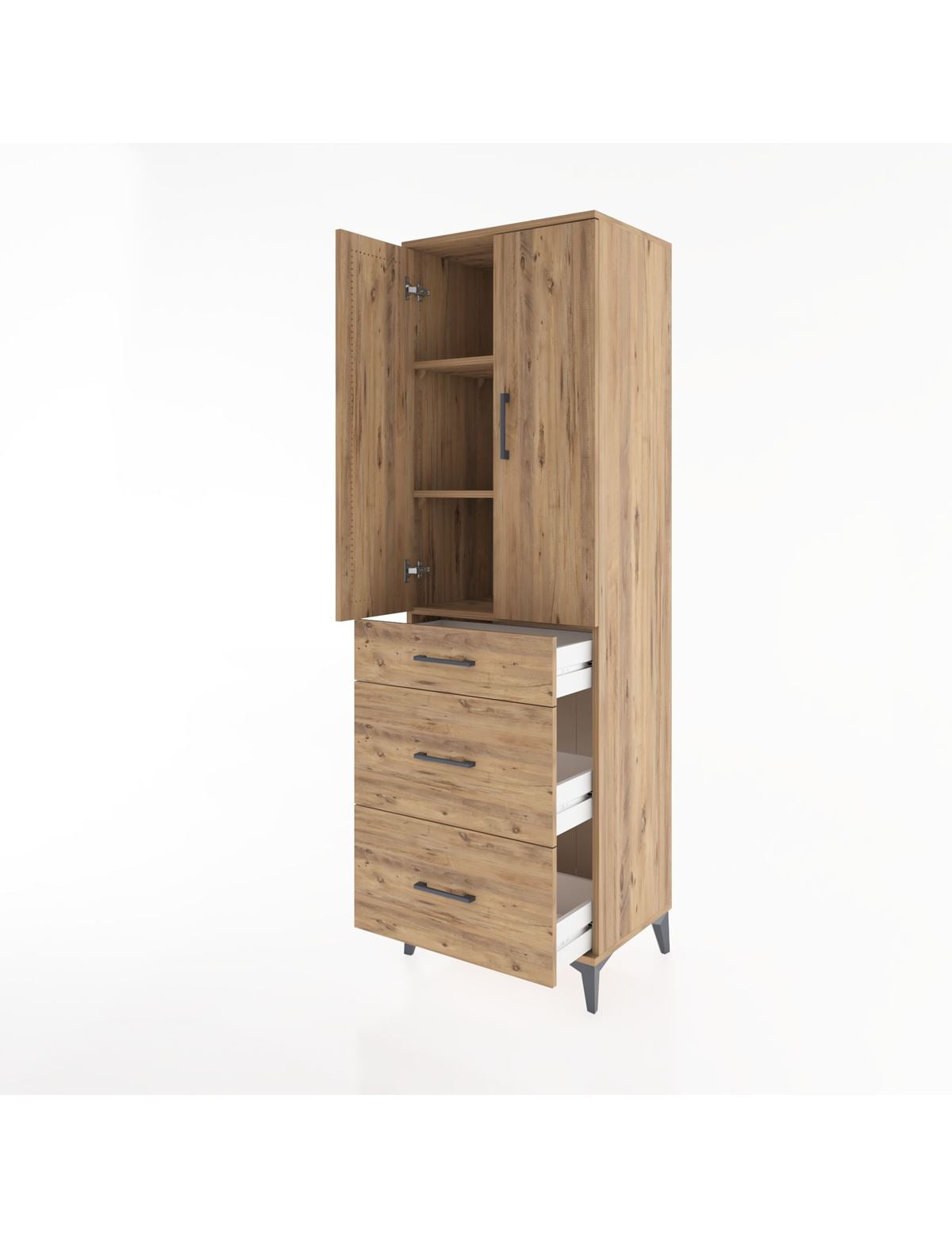 Hyperion Dolap 3 Raflı 3 Çekmeceli 2 Kapaklı 60x44x195 - S59M061V9B