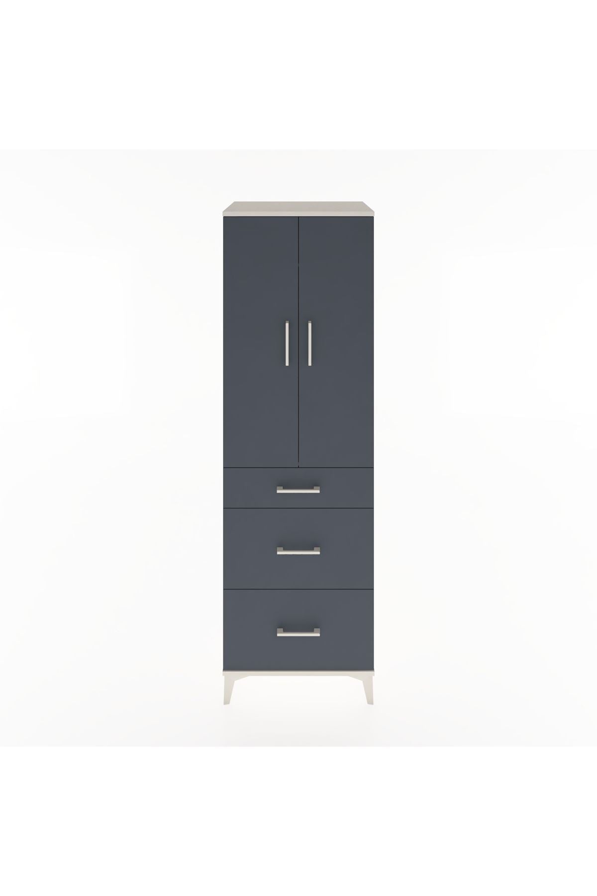 Hyperion Dolap Tek Raflı 3 Çekmeceli Tek Askılı 60x44x195 Aytaşı-Antrasit