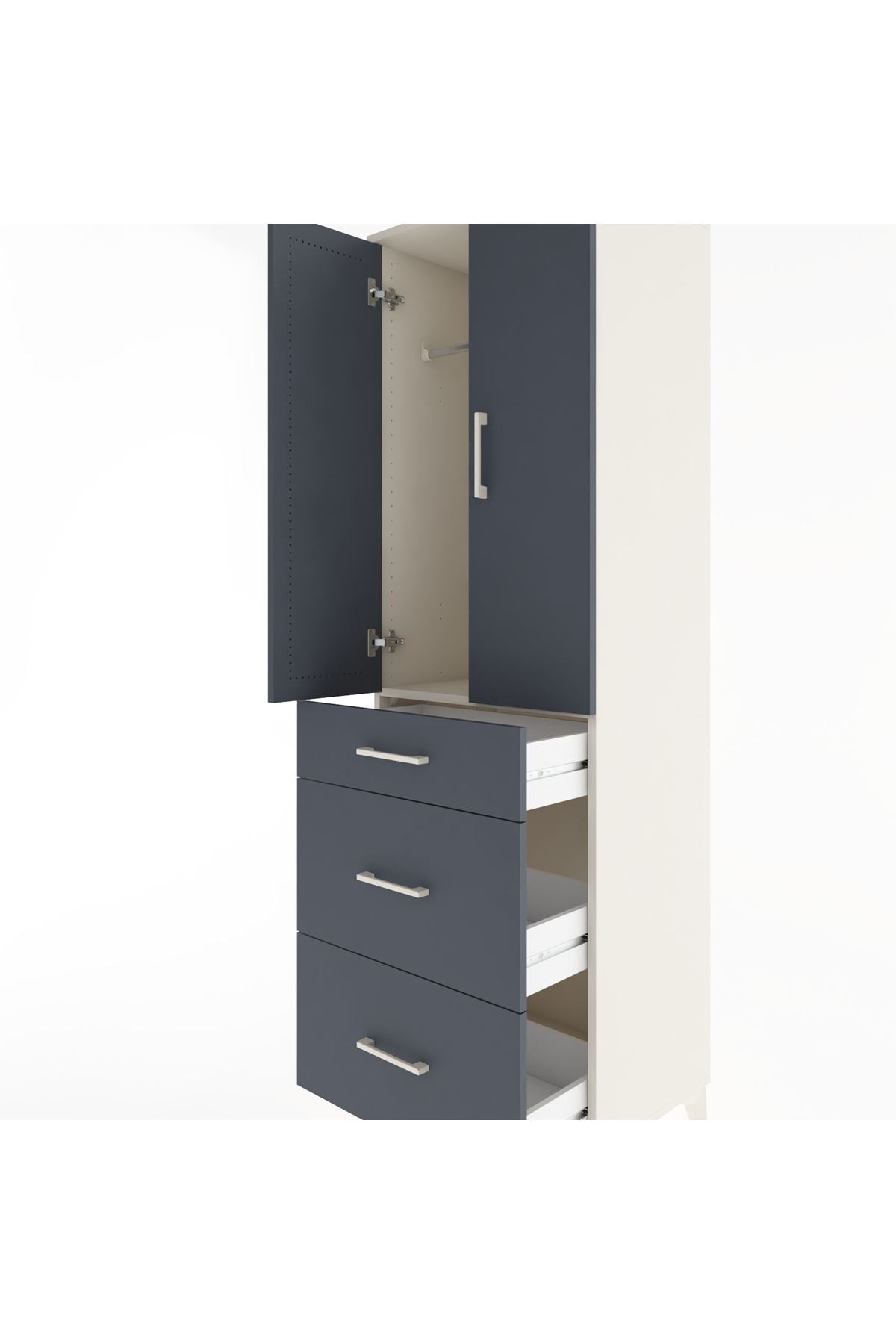 Hyperion Dolap Tek Raflı 3 Çekmeceli Tek Askılı 60x44x195 Aytaşı-Antrasit