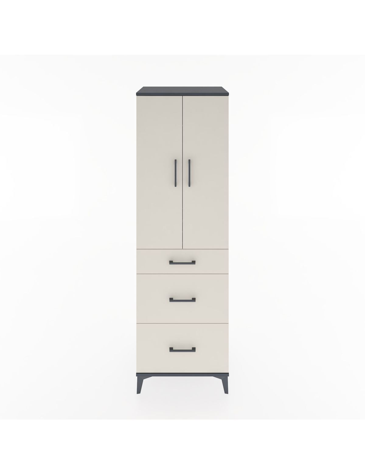 Hyperion Dolap Tek Raflı 3 Çekmeceli Tek Askılı 60x44x195 Antrasit-Aytaşı