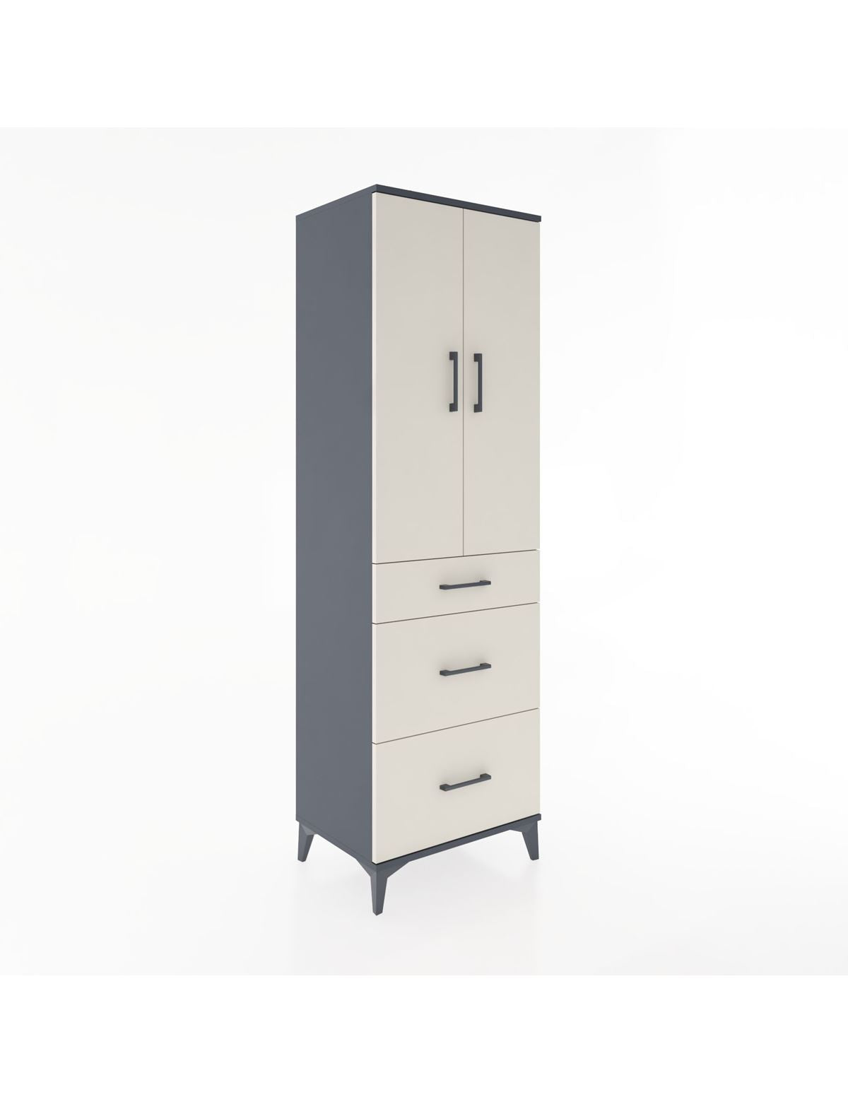 Hyperion Dolap Tek Raflı 3 Çekmeceli Tek Askılı 60x44x195 Antrasit-Aytaşı