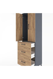 Hyperion Dolap Tek Raflı 3 Çekmeceli Tek Askılı 60x44x195 Antrasit-Çam