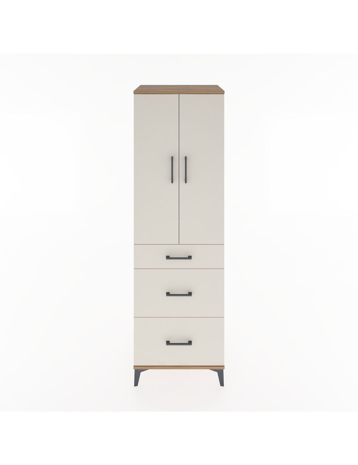 Hyperion Dolap Tek Raflı 3 Çekmeceli Tek Askılı 60x44x195 Çam-Aytaşı