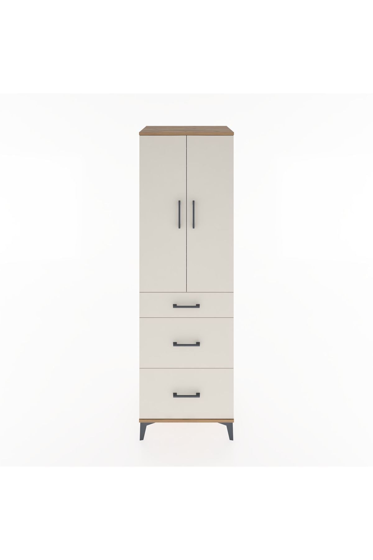 Hyperion Dolap Tek Raflı 3 Çekmeceli Tek Askılı 60x44x195 Çam-Aytaşı