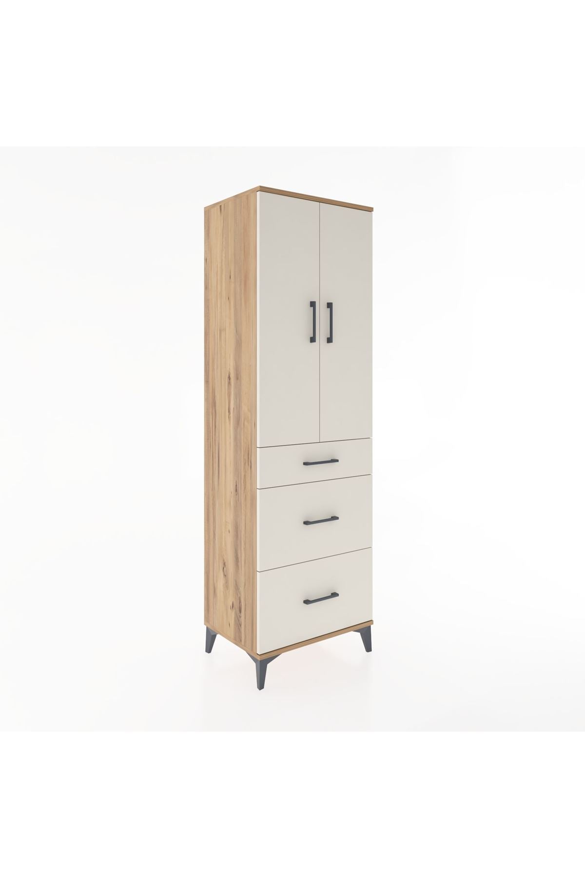 Hyperion Dolap Tek Raflı 3 Çekmeceli Tek Askılı 60x44x195 Çam-Aytaşı